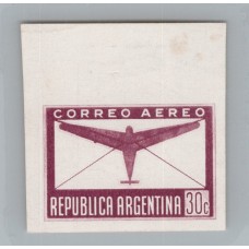 ARGENTINA 1940 ESTAMPILLA AEREA DE 30 Cts. ENSAYO EN PAPEL SATINADO DE COLOR NO ADOPTADO